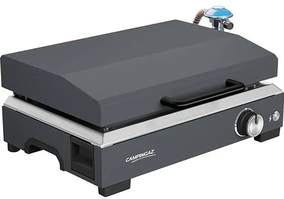 Campingaz Sigma 1 CV – plita/gratar pe gaz Plancha cu capac, 2, 8 kW plita incinsa, gratar portabil de masa, suprafata din otel emailat, arzator cu tehnologie BlueFlame pentru gatit in stil mediteranean