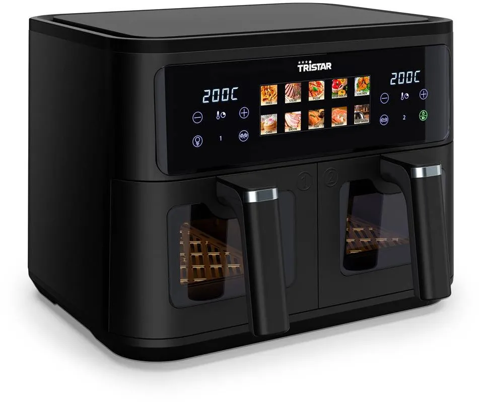 TRISTAR FR-9075 Double Basket Airfryer, Total capacity 9 L, 2500 W, Black