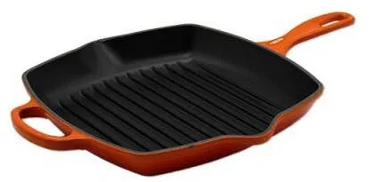 Le Creuset Tigaie grill patrata Le Creuset Signature 26 cm, fonta emailata, Oven Red, pentru aragaz si cuptor