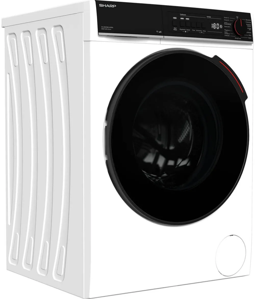 Sharp ES-WNFB814CWDA-DE Washing Machine WiFi Advanced Inverter Motor White Black