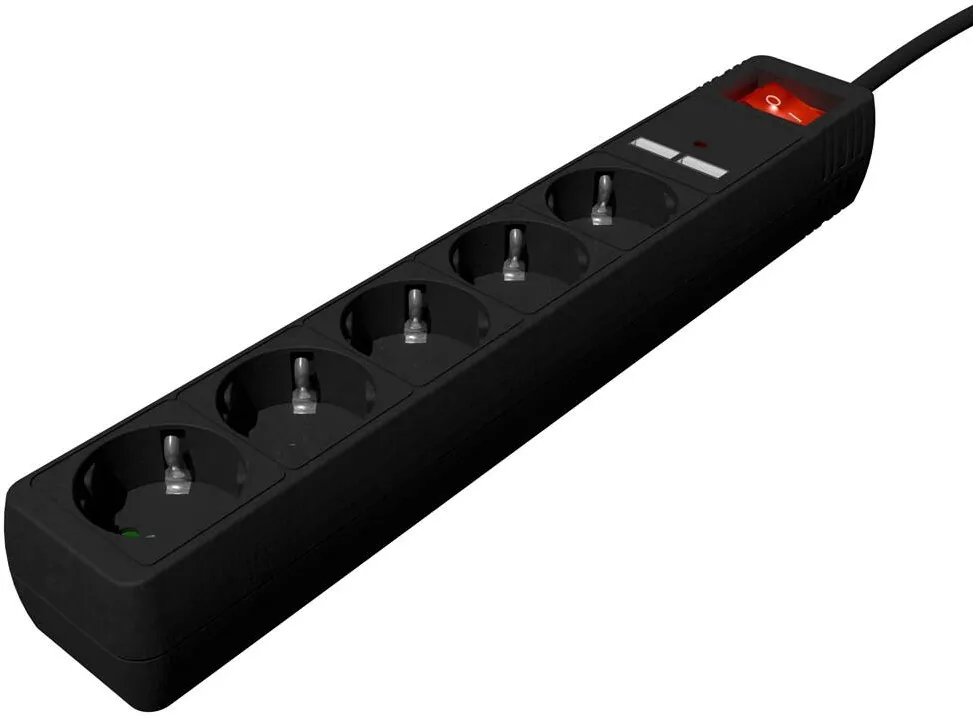 Gembird Gembird SPG5-U2-5-02 power extension 1.5 m 5 AC outlet(s) Indoor Black