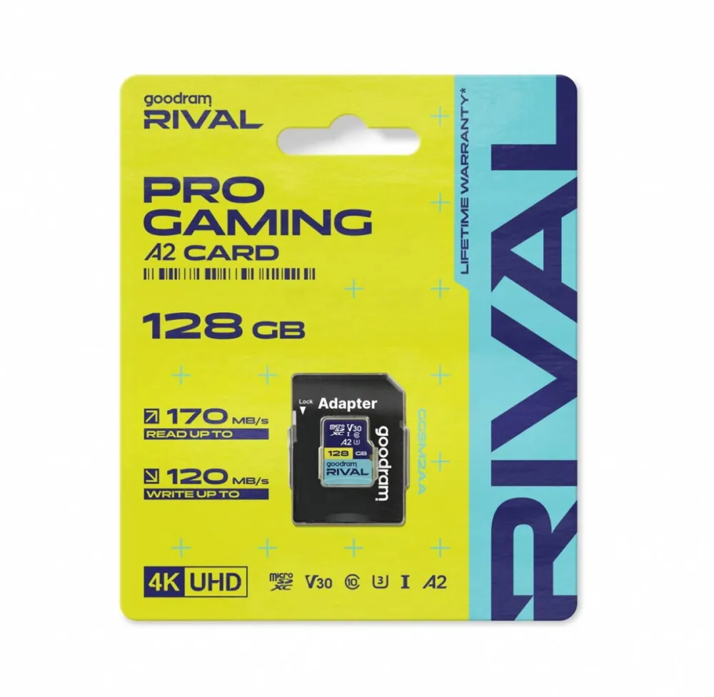 Card de Memorie GOODRAM microSDXC 128GB V30 A2 UHS I U3 RIVAL + adapter