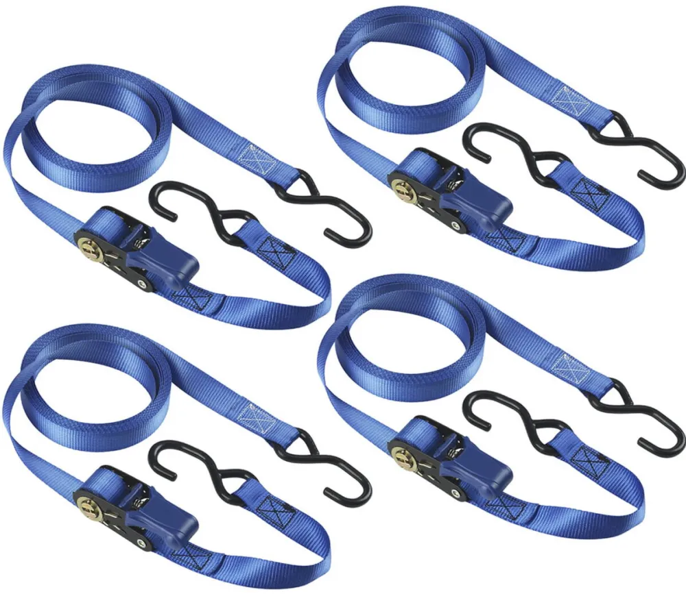Master Lock Set de 4 chingi de ancorare cu clichet, Masterlock, Nylon, 5m x 25mm, Albastru