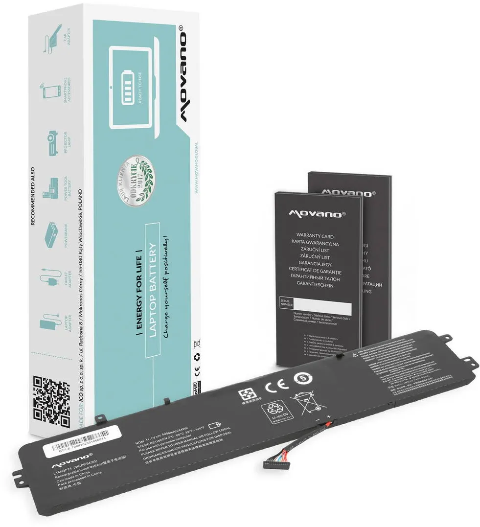 Acumulator Laptop Movano pentru IdeaPad 700-15, Y520, Lithium-Polymer, 4000 mAh