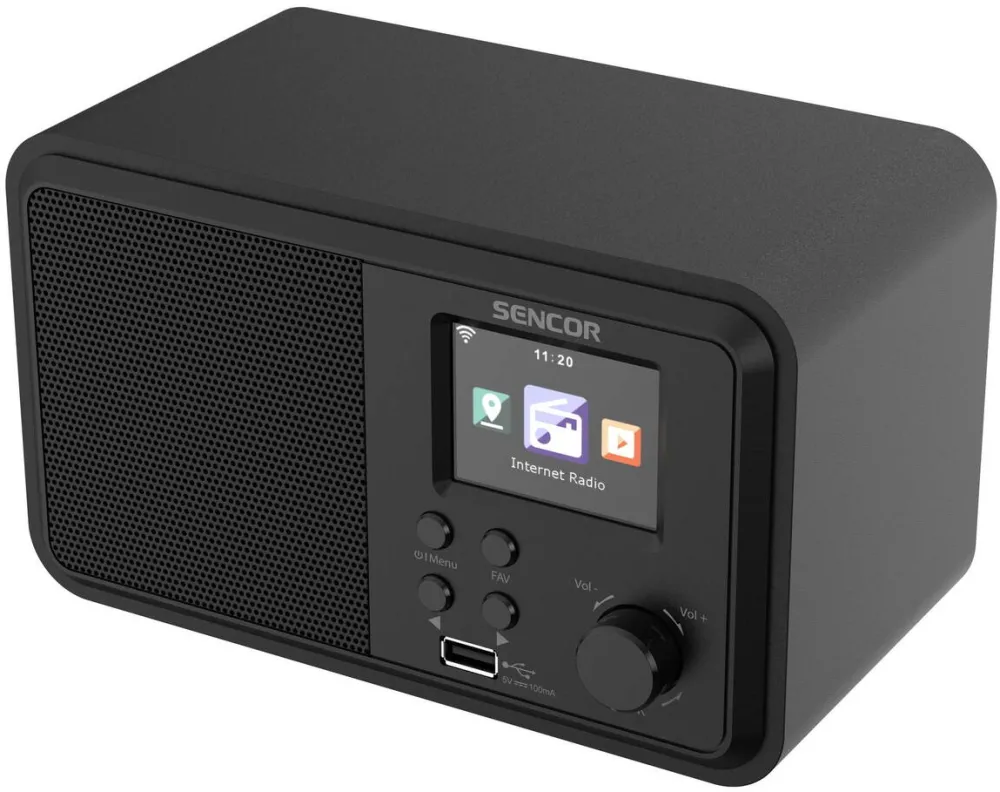 SENCOR Radio internet Sencor SIR 5100WDB, 4 W, peste 26000 de posturi de Radio internet, tuner DAB+ (difuziune audio digitala), negru