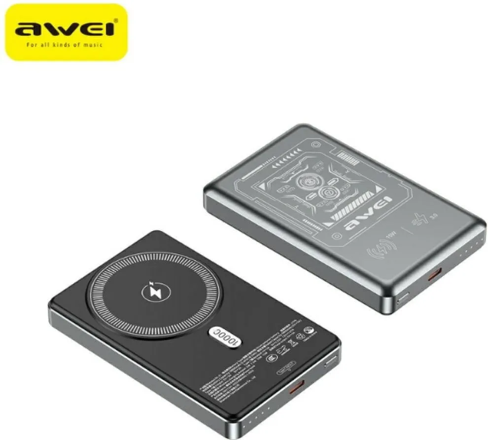 AWEI Powerbank Awei PA-31 10000mAh indukcyjny, gri, 105x65.7x15.2mm