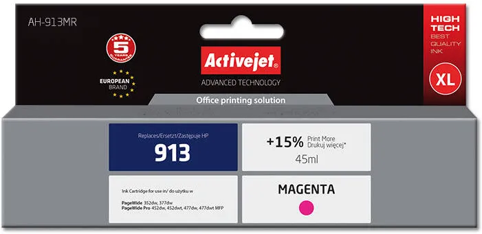 Cartus Imprimanta ACTIVEJET Compatibil AH-913MR for HP printer; HP 913 F6T78AE replacement; Premium; 45 ml; magenta