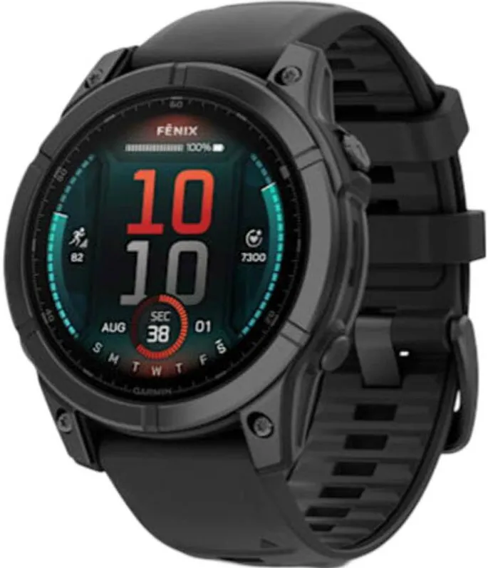 Smartwatch Garmin Fenix E, 47mm Slate Gray Steel, Black Silicone