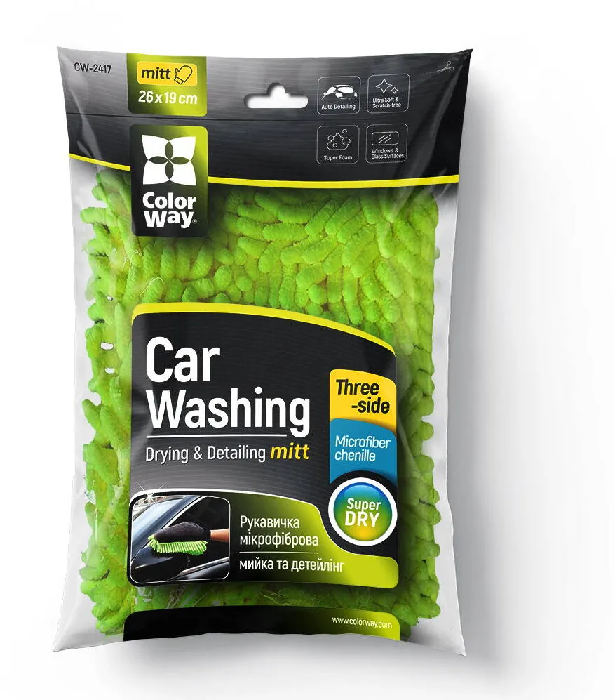 ColorWay microfiber car wash and polish glove, double-sided
