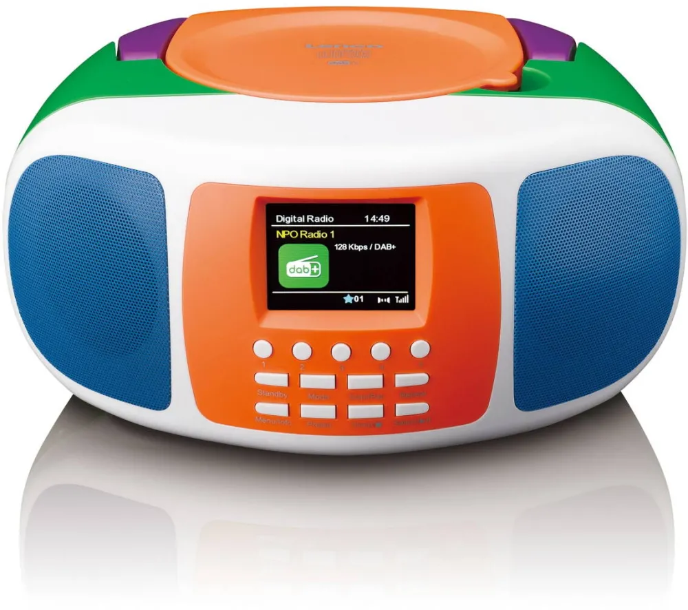 Lenco SCD-861KIDS, Radio DAB+/FM portabil pentru copii cu Bluetooth® 5.3, CD player, sunet stereo, afisaj color, functie de alarma, functionare cu baterie si retea, mufa AUX si casti, design colorat