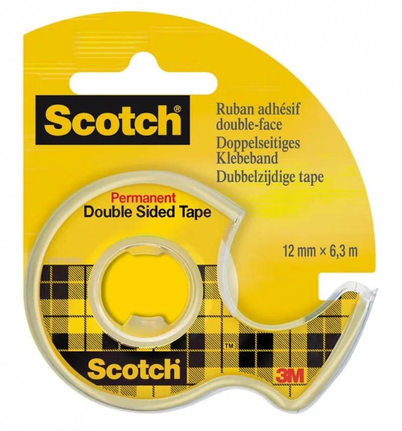 3M-Scotch Dispenser cu banda dublu adeziva transparenta, 12mm x 6.3m, 3M - SCOTCH