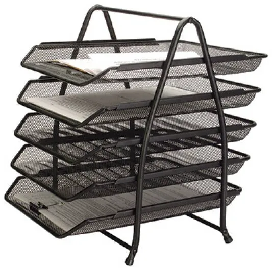 Q-CONNECT Set 5 tavite metalice Mesh, suprapozabile, Q-Connect - negru