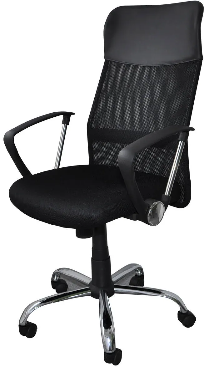 Office Products Scaun de birou, brate metalice, rotile, mesh textil/piele ecologica, Office Products Corfu - negru