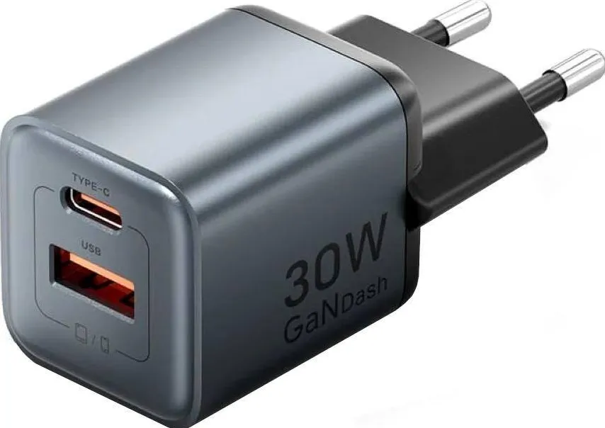 Vention Vention 30W - charger with GaN technology, 1x USB-A, 1x USB-C (black)