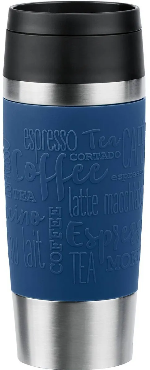 Emsa TRAVEL MUG Classic Thermo Mug (dark blue/stainless steel, 0.36 liters)