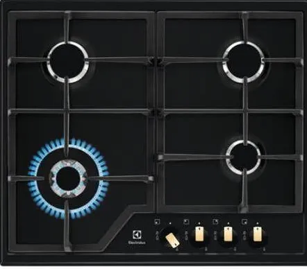 Plita ELECTROLUX incorporabila EGS6436RK, 60 cm, 4 arzatoare gaz, negru mat