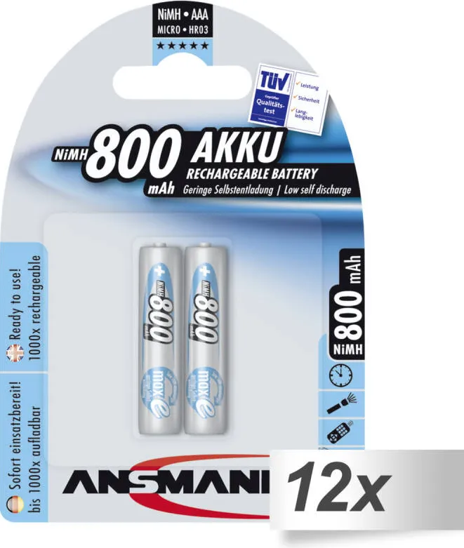 Ansmann Acumulator/Incarcator 12x2 maxE NiMH bat. Micro AAA 800 mAh