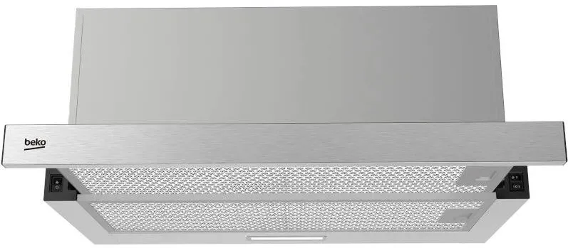 BEKO Hota incorporabila telescopica HNT61520XH, Putere de absorbtie 574 m3/h, 3 trepte de viteza, Iluminare LED, 60 cm, Inox