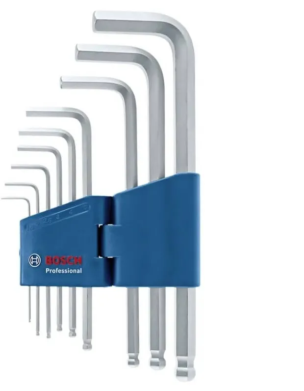 BOSCH Set 9 chei imbus hexagonale tip L pentru insurubat, desurubat Bosch diametru 1.5-10.0 mm