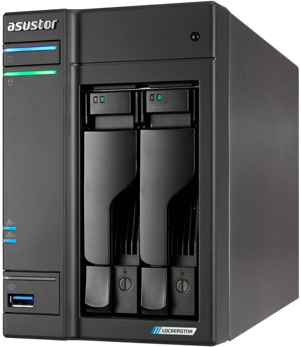 Network Attached Storage Asustor Asustor Lockerstor 2 Gen2+,AS6702T v2, 2 Bay NAS, Quad-Core 2.0GHz CPU, Dual 5GbE Ports, 4GB RAM DDR4, Four M.2 SSD Slots