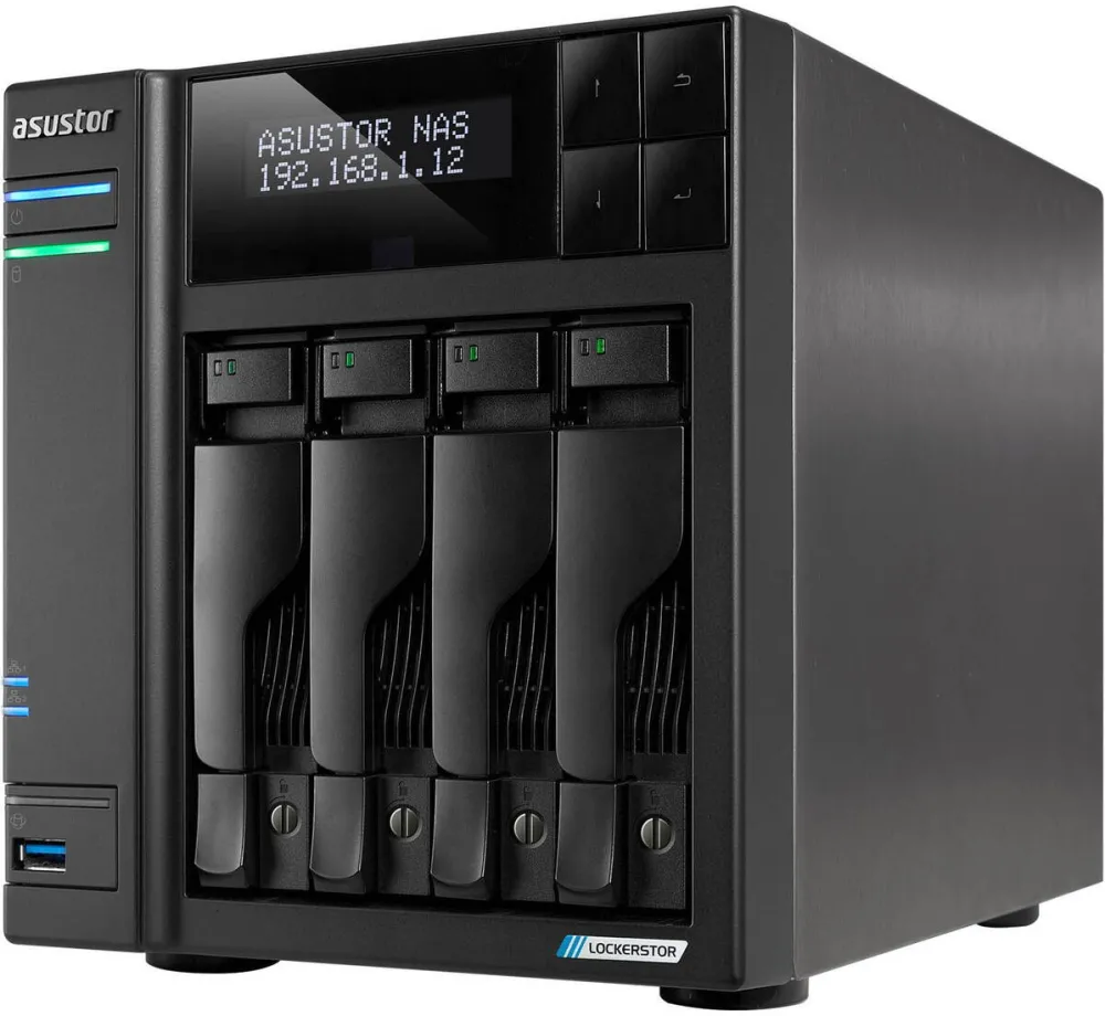 Network Attached Storage Asustor Asustor Lockerstor 4 Gen2+,AS6704T v2, 4 Bay NAS, Quad-Core 2.0GHz CPU, Dual 5GbE Ports, 4GB RAM DDR4, Four M.2 SSD Slots