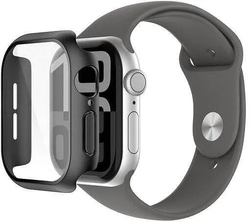 BELKIN, Protectie ecran din sticla temperata cu rama 2 in 1, antimicrobiana, rezistenta 9H, pentru Apple Watch Series 10, Negru, 42mm