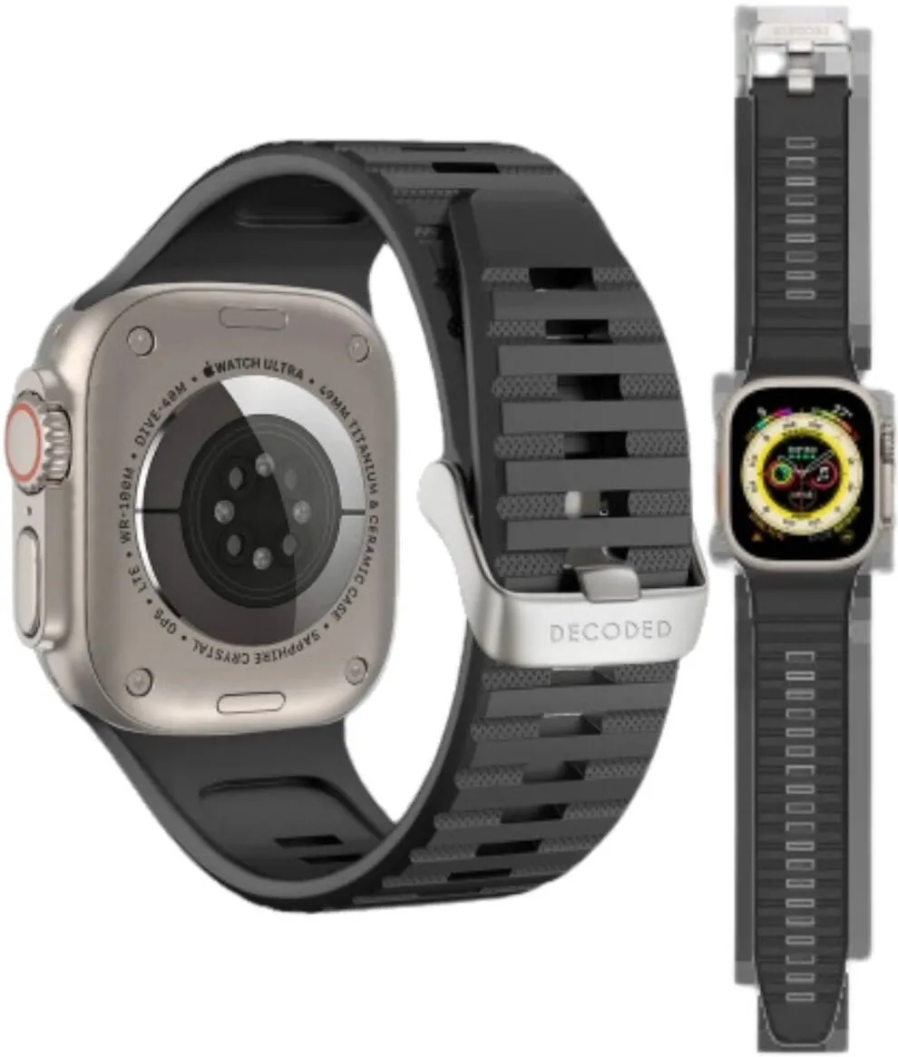 Decoded Curea silicon, Decoded Ultra Traction, pentru Apple Watch 49/45/44/42 mm Gen 1-9 - SE, Negru