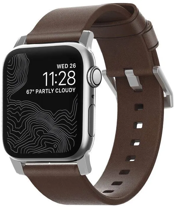 Nomad Curea din piele Nomad, Apple Watch 44/42 mm, maro/argintiu