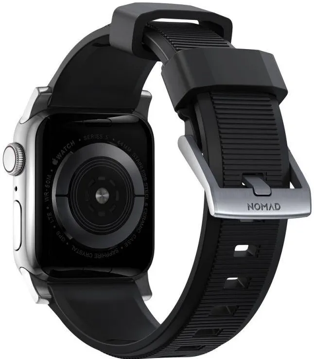 Nomad Curea rezistenta la apa NOMAD Rugged Strap compatibila cu Apple Watch 4/5/6/7/8/SE/Ultra 42/44/45/49mm Black/Silver