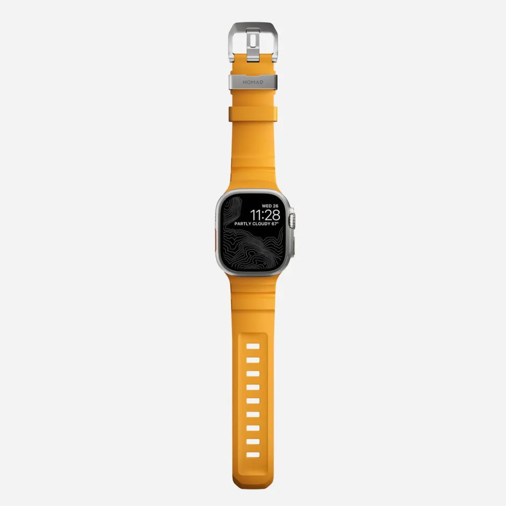 Nomad Curea rezistenta la apa NOMAD Rocky Point Band compatibila cu Apple Watch 4/5/6/7/8/9/10/SE/Ultra 42/44/45/46/49mm, M/L, Galben