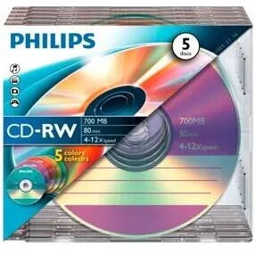 Philips Set CD-RW Philips CW7D2CC05/00, 700MB, 12x, 5 buc