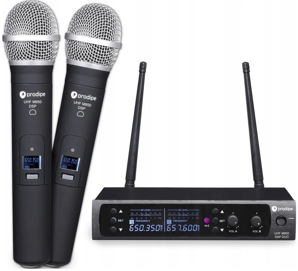 PRODIPE Set microfoane wireless Prodipe M850 DSP DUO UHF, 2 microfoane, 630-680MHz, 60m, dinamic