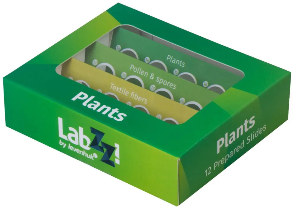 Levenhuk Set de diapozitive pregatite Levenhuk LabZZ P12 Plants, 12 bucati
