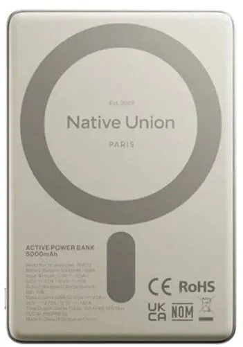 NATIVE UNION Baterie externa Native Union Magnetic 5000mAh, 15W, cablu USB-C, 2xUSB-C, Sandstone