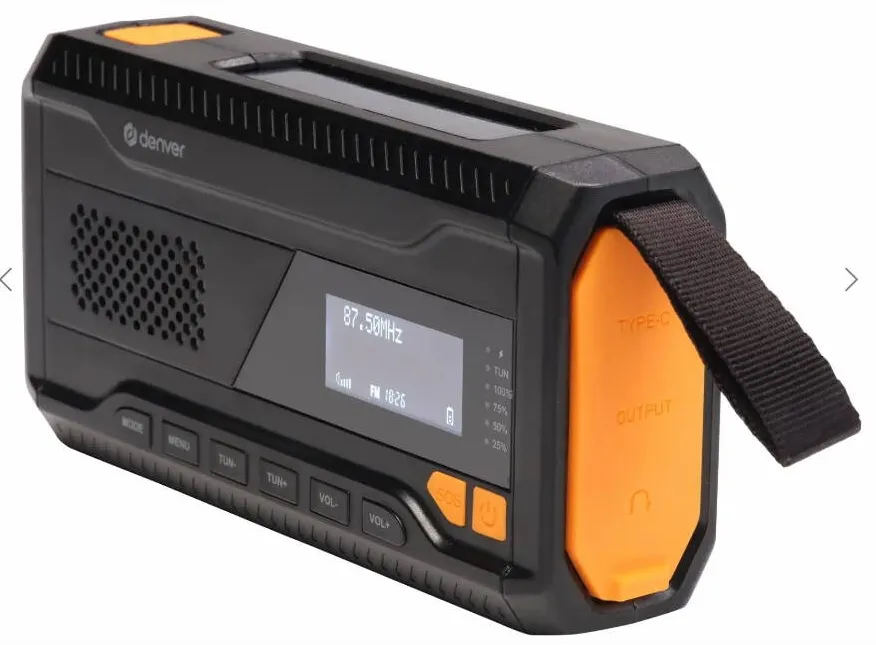 DENVER Radio solar Denver SCD-2033, Bluetooth, DAB si FM, 2000mAh, manivela, multifunctional
