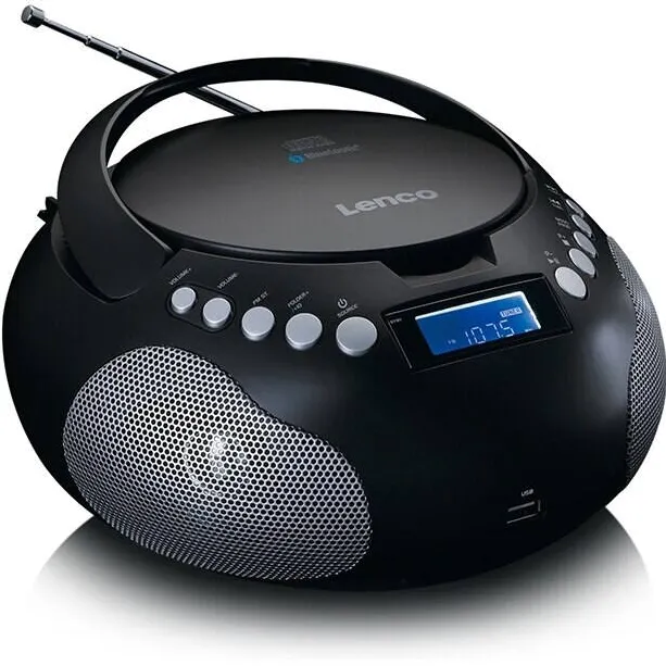 Lenco Radio cu ceas LENCO SCD-331BK, CD/USB/MP3/Aux/Bluetooth, LCD