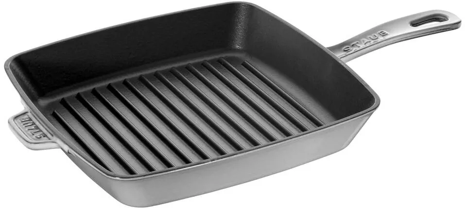 Staub Tigaie grill patrata, fonta, 26 cm, Graphite Grey - Staub