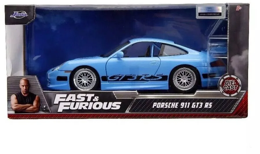 Masina Jada Masinuta metalica Jada Toys Porsche 911 GT3 RS, albastra, scara 1:24, 19cm