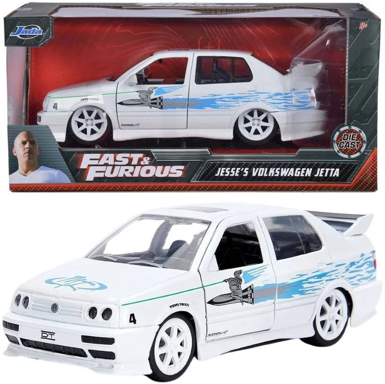 Masinuta metalica Jada Volkswagen Jetta A3 1995 Fast & Furious scara 1:24 alb cu albastru