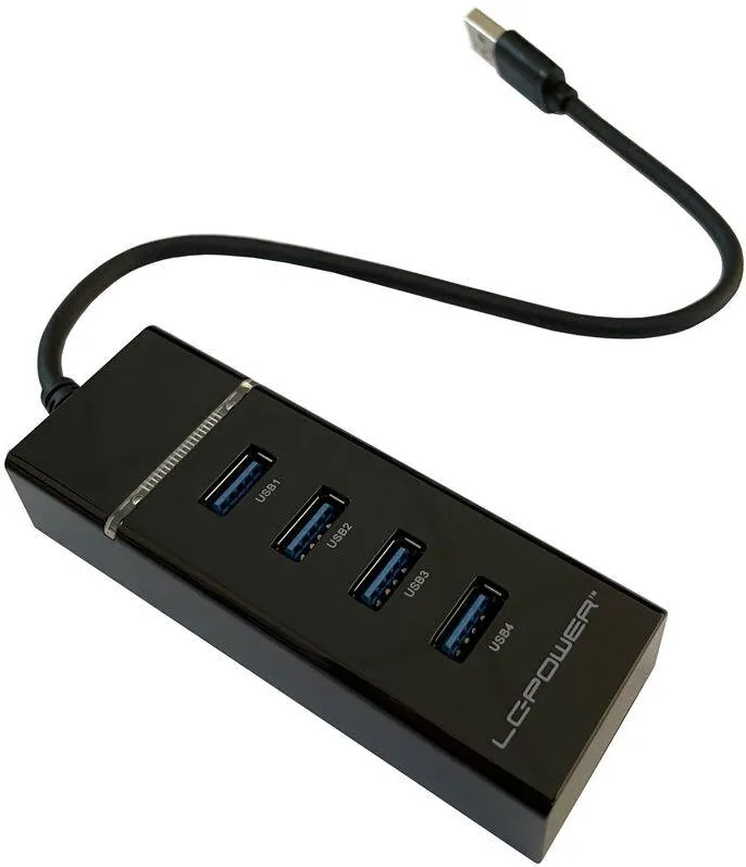 Hub USB LC-Power Hub extern, LC Power, USB 3.0, 4 porturi USB 3.0, Negru