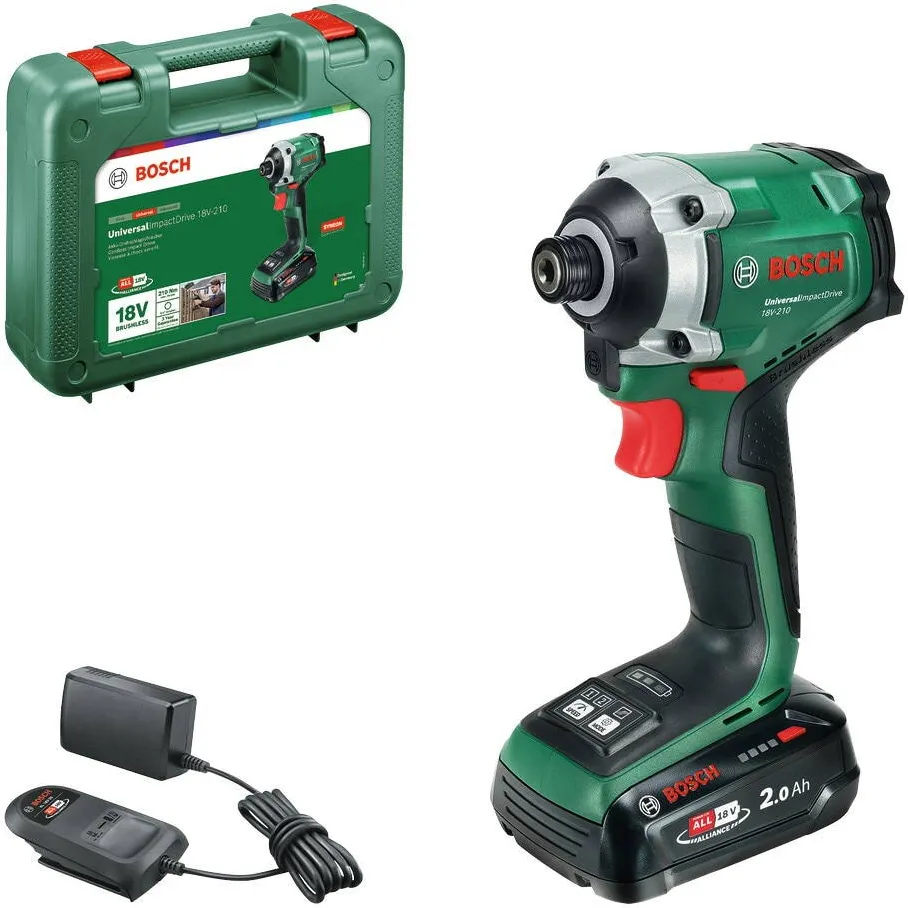 BOSCH Masina de insurubat cu impact Bosch UniversalImpac 06039E7001, 18V, 210Nm, iluminare LED, acumulator 2Ah, incarcator, valiza