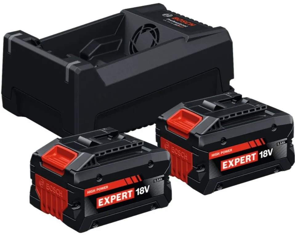 BOSCH Set 2 acumulatori si incarcator Bosch Professional EXPERT 1600A0373P, 2 x acumulatori EXBA18V-55 (5.5Ah), incarcator GAL12V/18V - 80