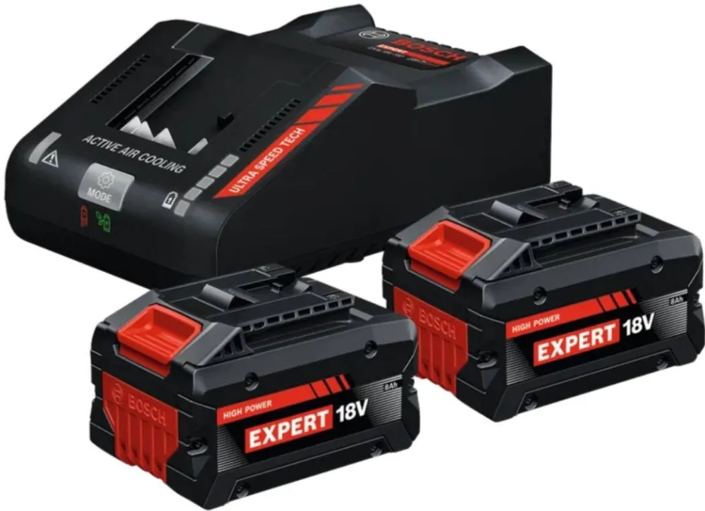 BOSCH Set 2 acumulatori si incarcator Bosch Professional EXPERT 1600A0373T, 2 x acumulatori EXBA18V-80 (8Ah), EXAL18V-160