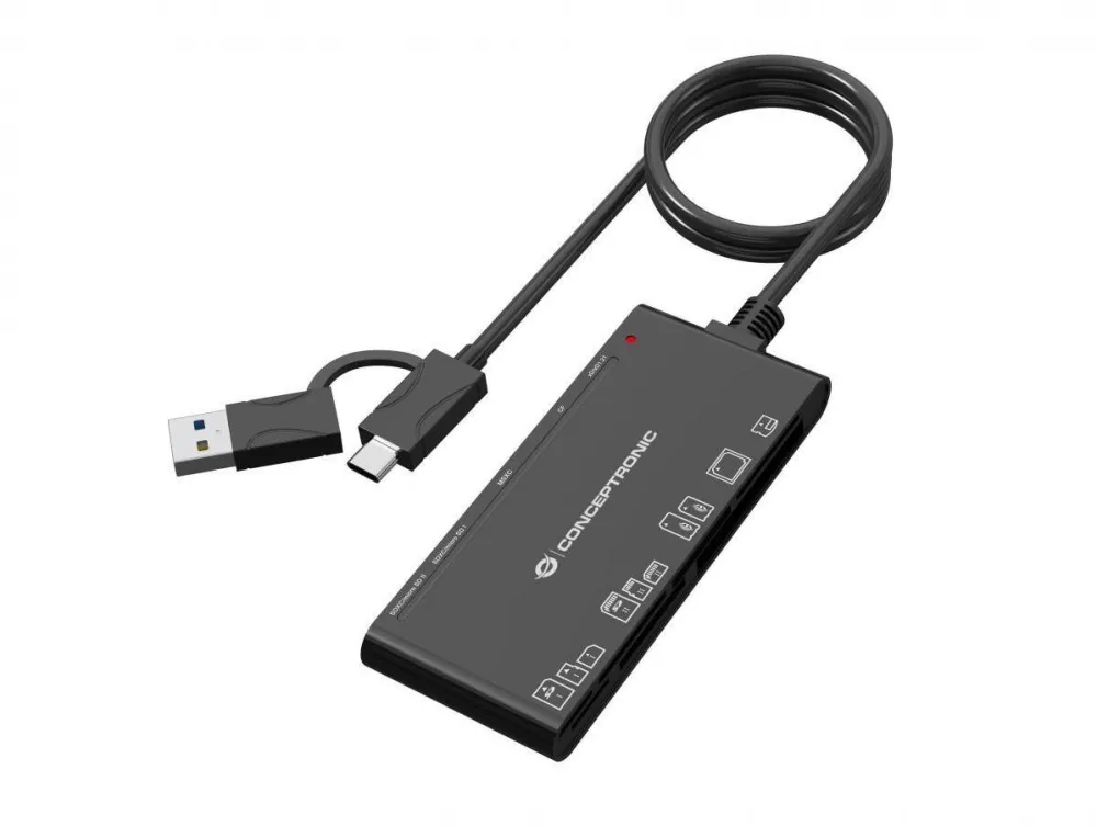 Card Reader CONCEPTRONIC 7-in-1, BIAN10B, USB-A/USB-C, negru
