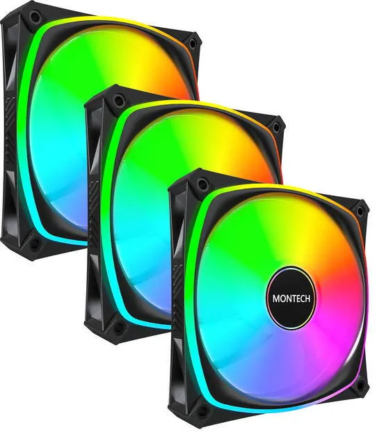 Montech Montech AX120 PRO PWM Lüfter, ARGB - 3er-Pack, 120mm, schwarz