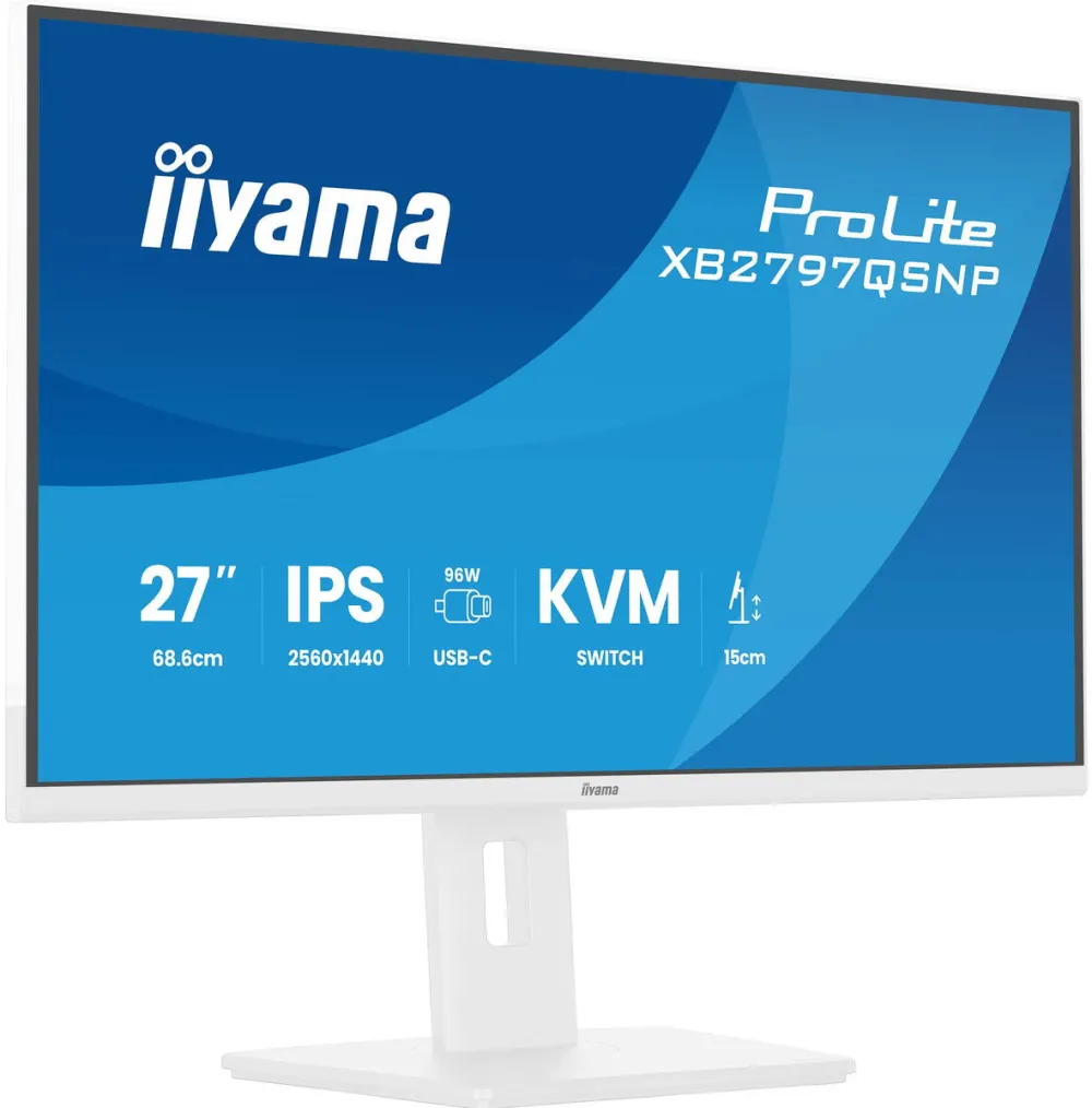 Monitor IIyama ProLite XB2797QSNP-W1 (68.5 cm (27 inches), white, QHD, IPS, HDMI, DP, USB-C, USB hub, Daisy Chain, KVM)