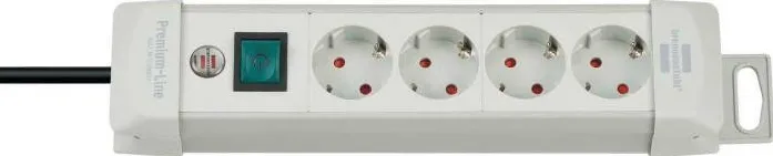 Brennenstuhl Prelungitor Multi Socket, 4-way, 45°, switch, 1.8m, grey