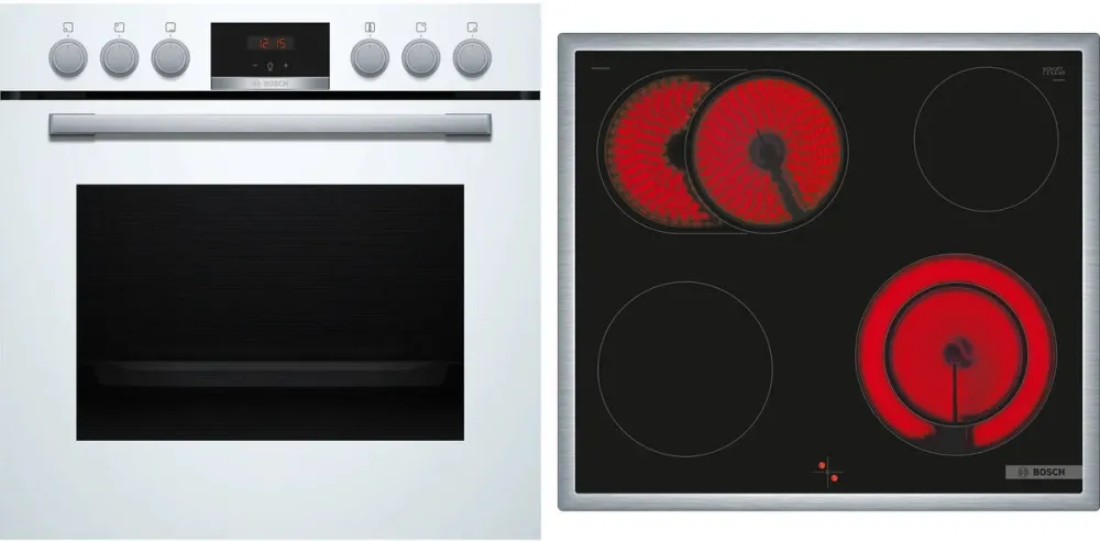 Set cuptor incorporabil si plita vitroceramica BOSCH HND411LW63 Series 4 alb/inox