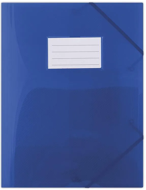 DONAU Mapa plastic cu elastic pe colturi, cu eticheta, 480 microni, DONAU - albastru transparent