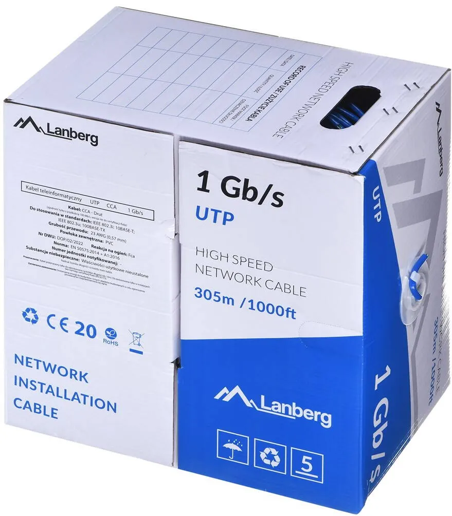 Cablu retea UTP LANBERG LCU6-10CC-0305-B CCA 1 Gb/s 305 m albastru